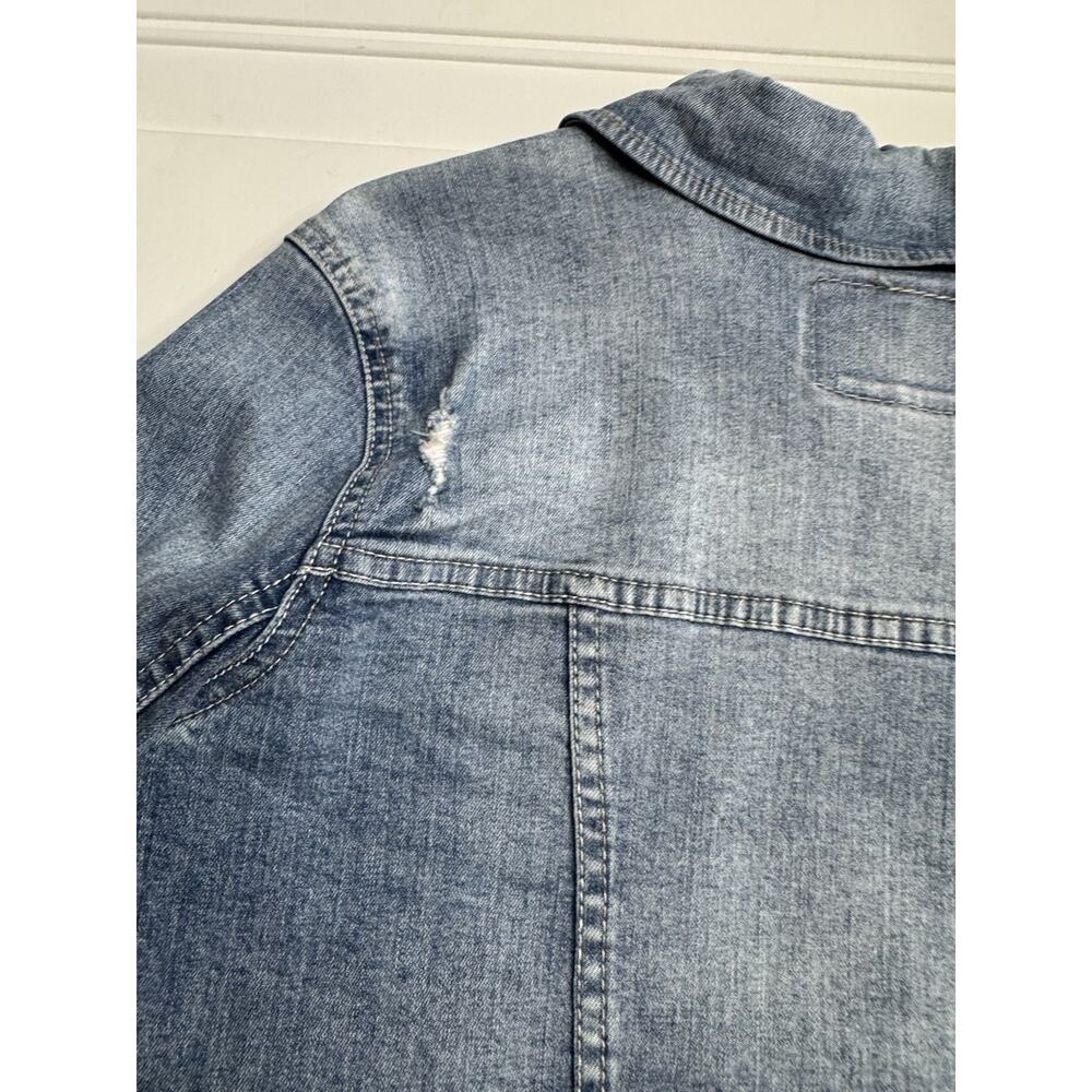 Levis Jean Jacket Womens Small Blue Light Was Denim Premium Trucker Distressed - Picture 9 of 9